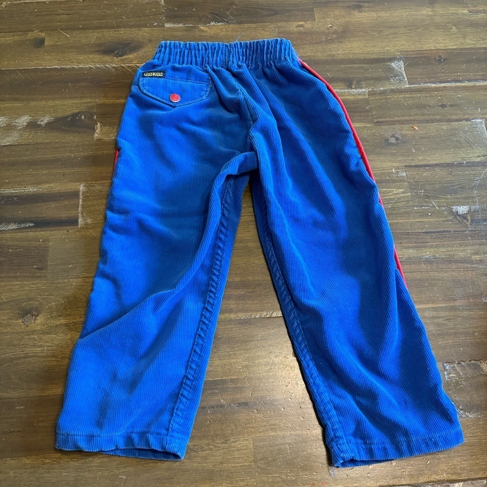 Oshkosh Union Made American Vintage Blue Corduroy Pants Red Stripe Straight Wide
